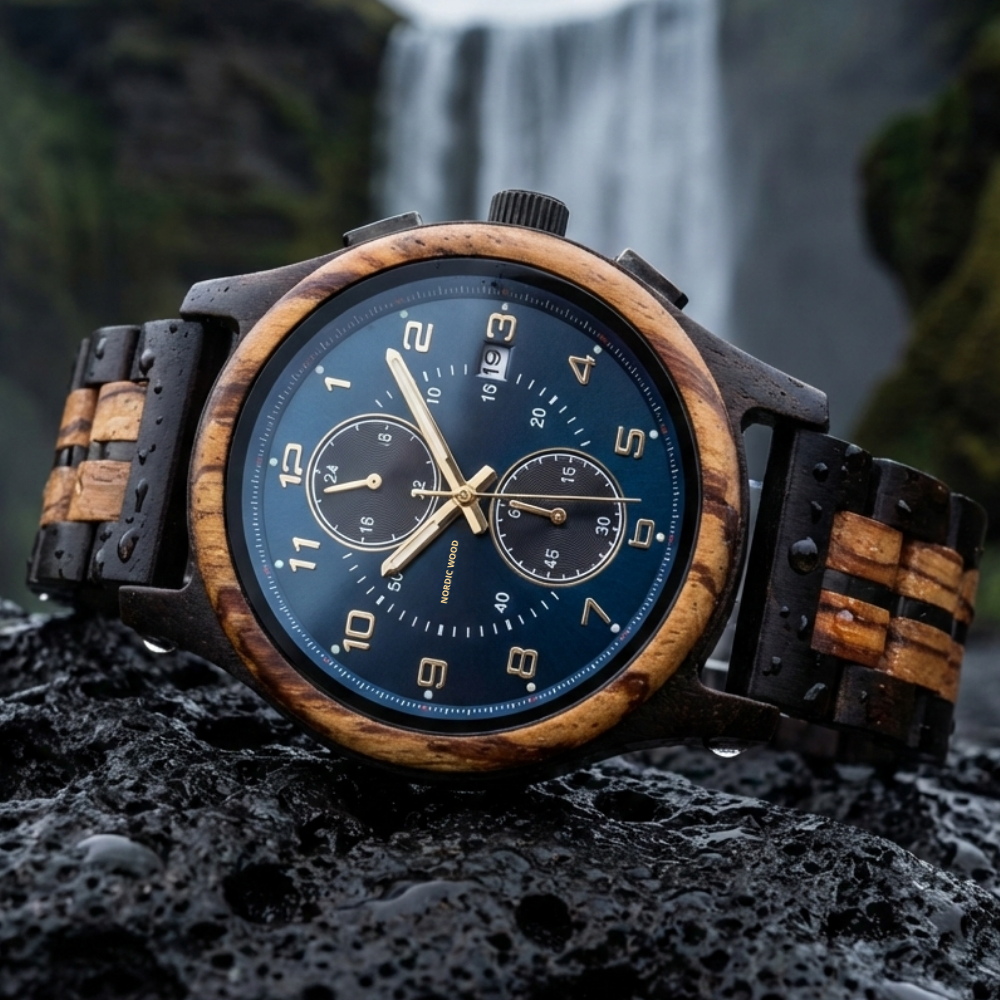 Nordic Wood - Wholesale Wrist Watch - Men's - Bleu Horizon4