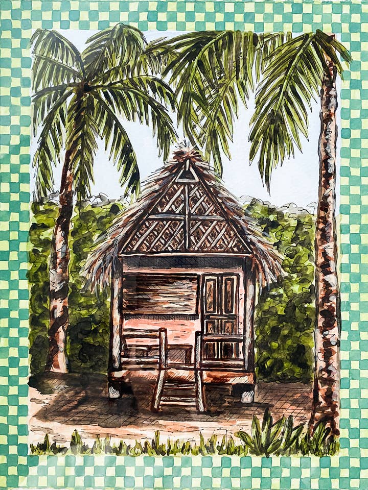 Pink Surf Shack Print for wholesale by Makenzie Kurz Art