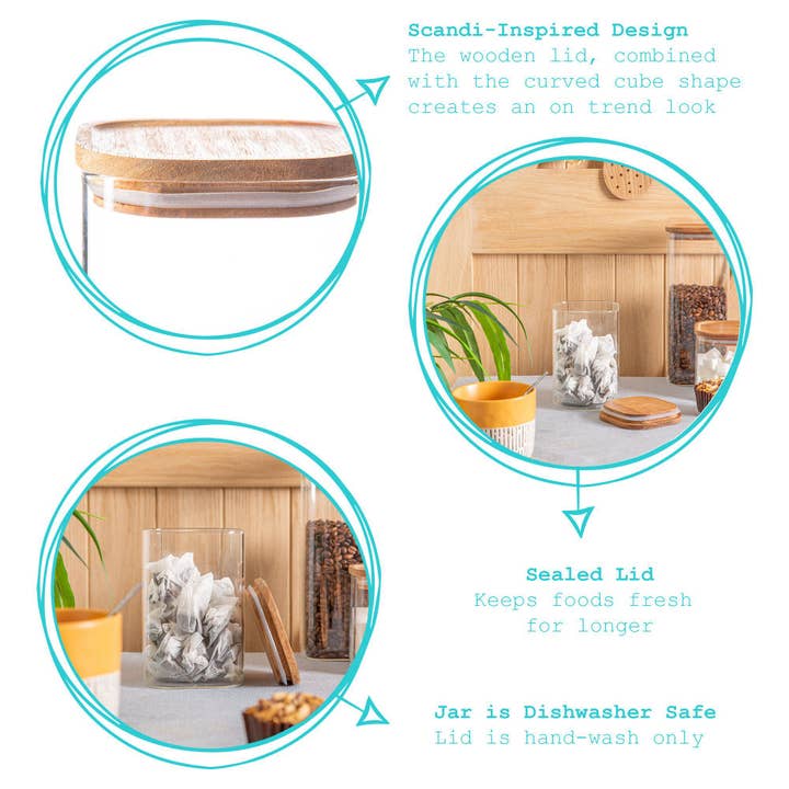 Rinkit Ltd - Wholesale Jar - Argon Tableware Square Glass Storage Jar - 1.1 Litre5