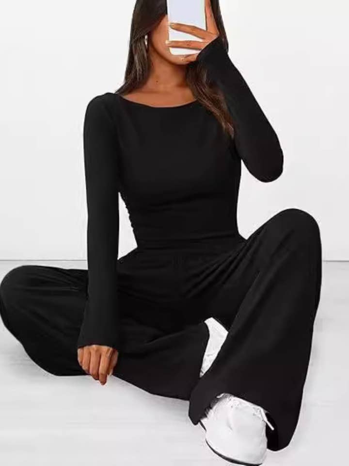 Anna Kaci Wholesale - Wholesale Lounge Set - Women's - Wide-Leg Lounge Set with Drawstring Closure10