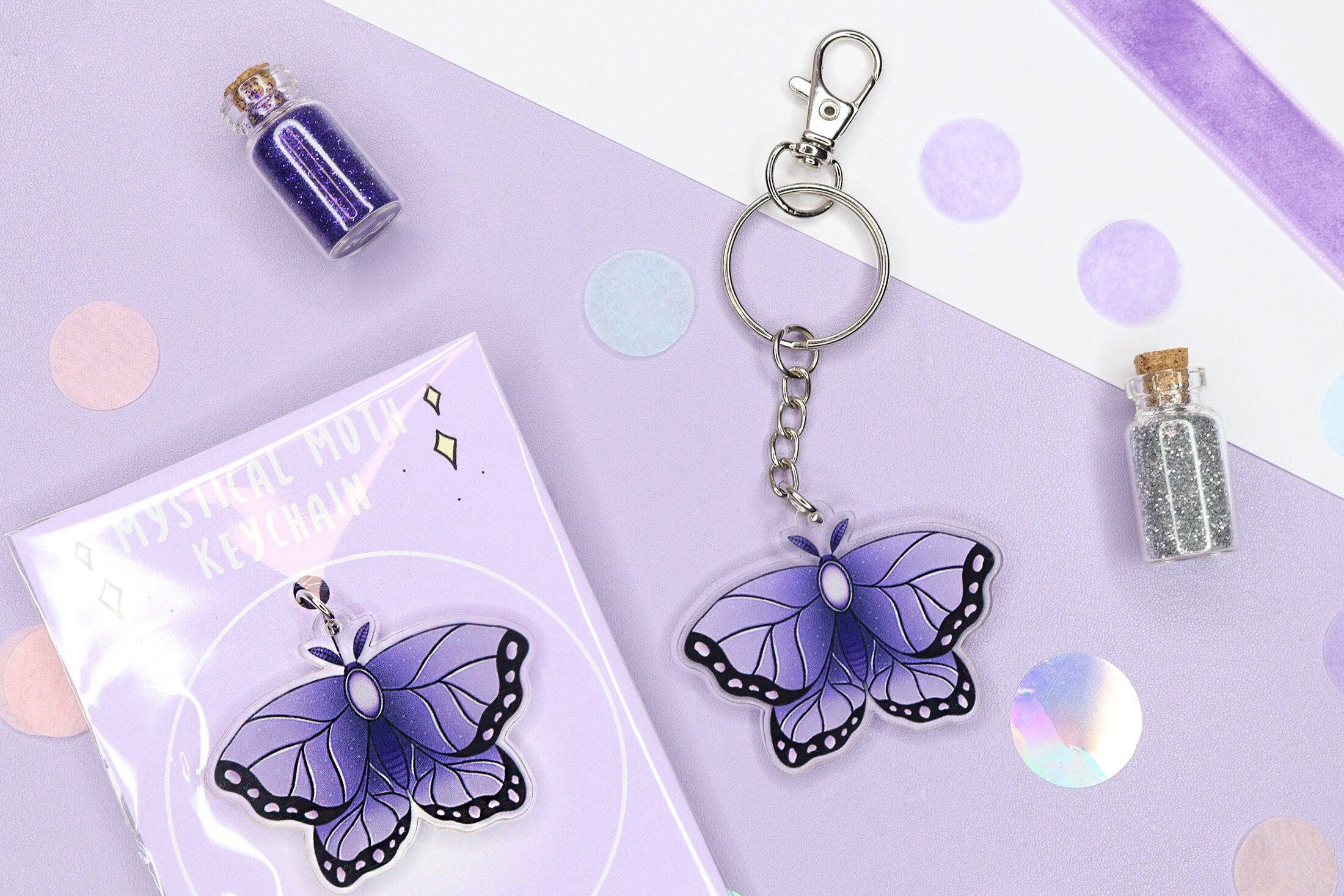 LorenaxAngelina - Wholesale Keychain - Women's - Mystical Moth Key Ring/Witchy Goth Butterfly1