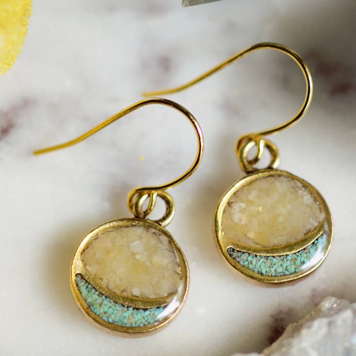 Cameoko - Wholesale Dangle Earrings - Mini Moon crushed gemstone earrings4