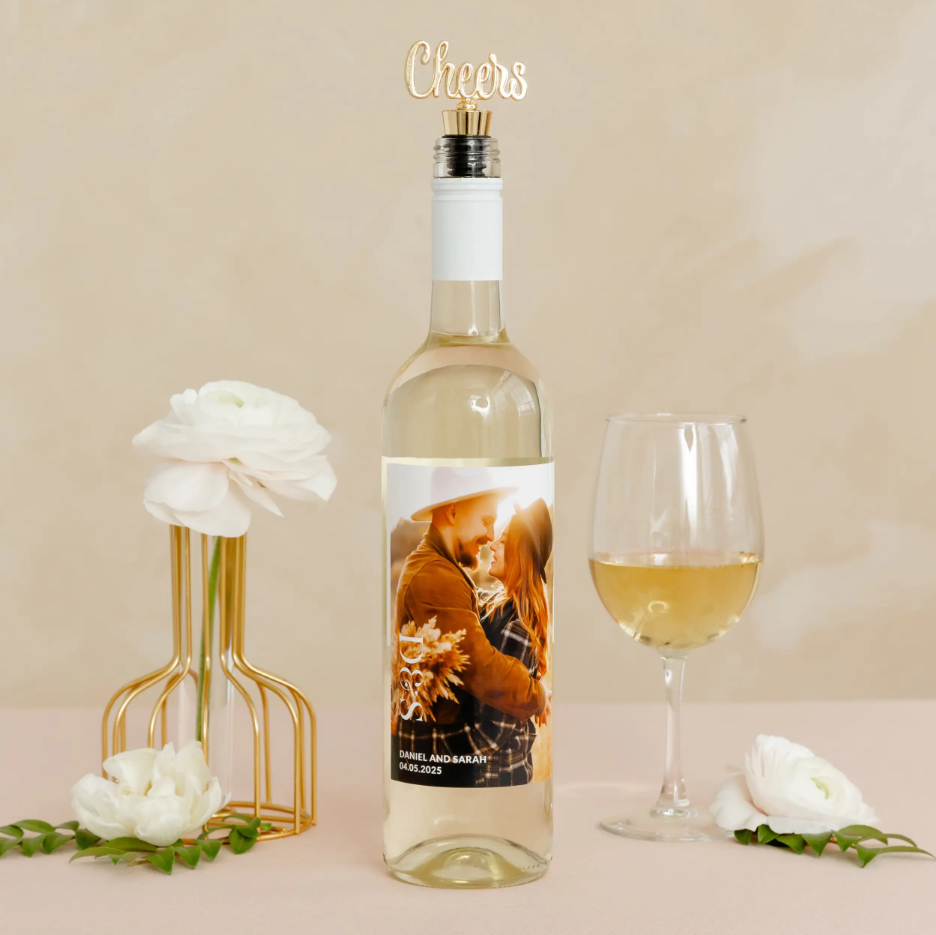 Weddingstar Inc. - Vente Bouchon de vin - Bouchon de bouteille de vin en métal doré - « Cheers »2