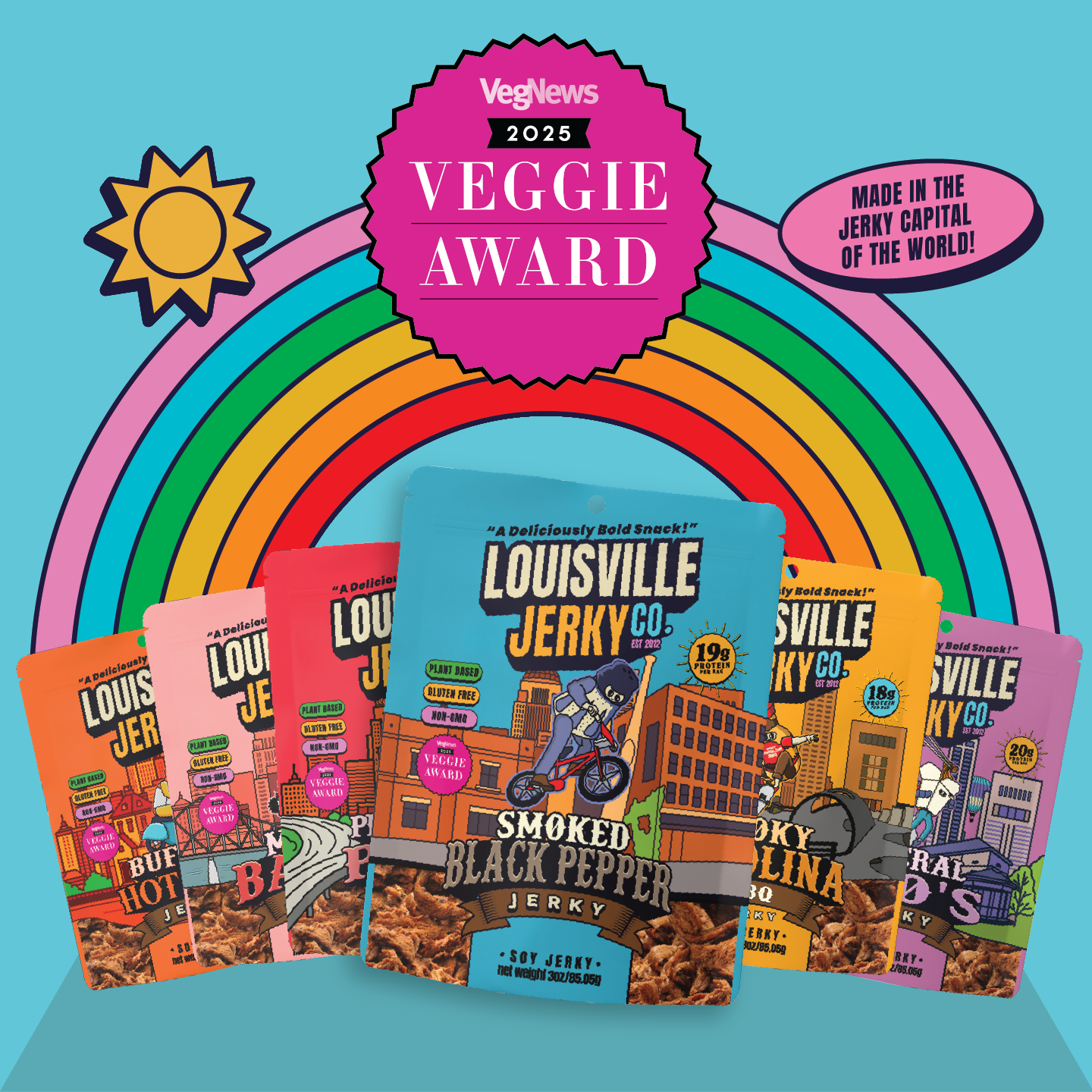 Louisville Foods - Wholesale Jerky - Vegan & Plant Based Smoked Black Pepper Jerky 3 oz5