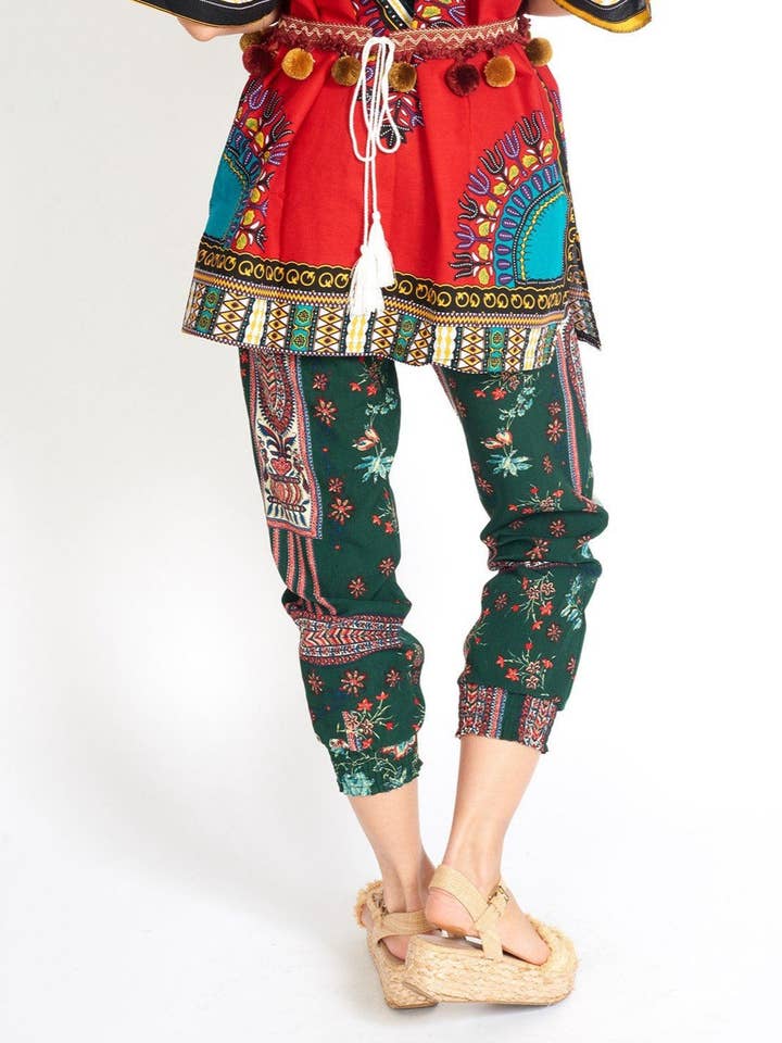 Pantalones Boho Yoga Hippie Estampado Verde para venta al por mayor de MUSE FASHION