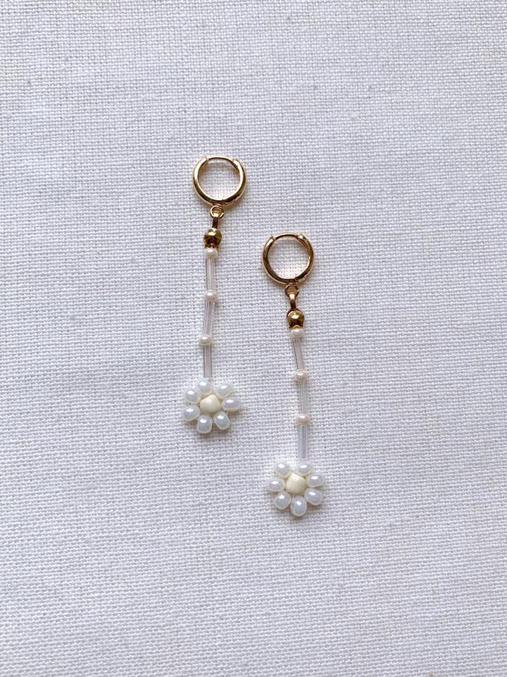 White Dangle Earrings for wholesale by Stuff Megan Makes