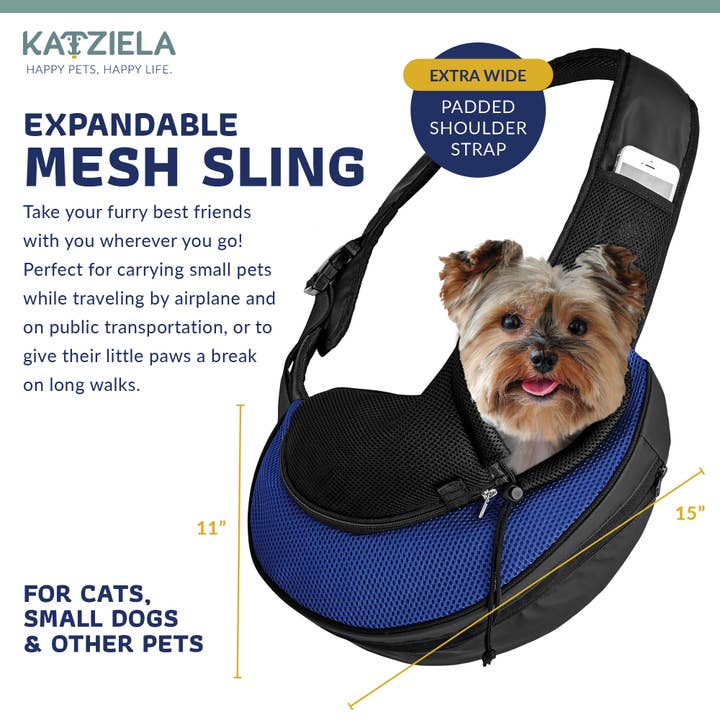 Katziela - Wholesale Pet carrier – Cat/dog - Pet Carrier Expandable Sling For Small Dogs And Cats Blue2