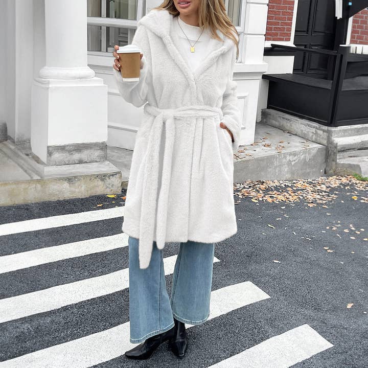 Effen Kleur Met Capuchon Lange Mouw Jas voor wholesale door kycozy