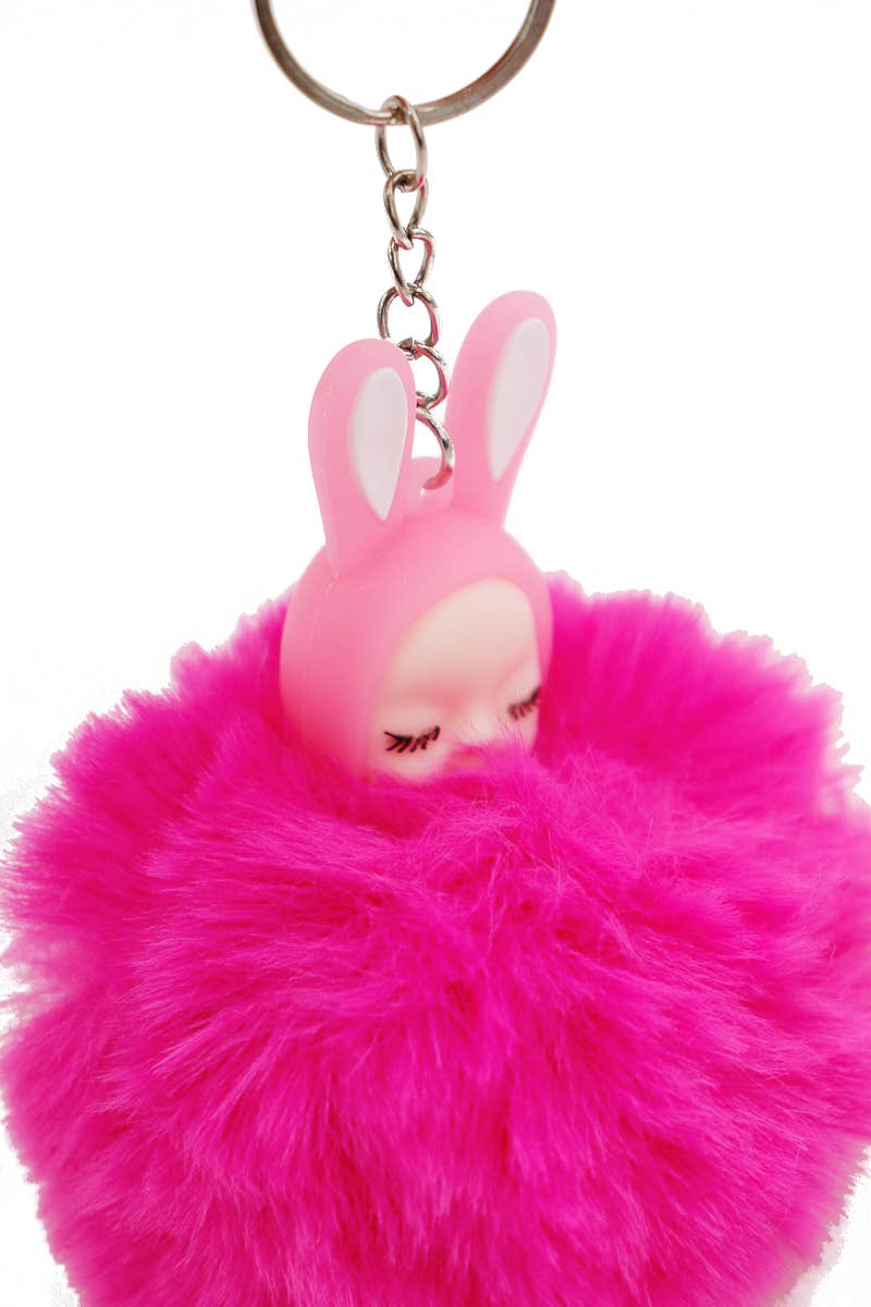 Cap Zone - Wholesale Keychain - Women's - Dreamy Bunny Baby Figurine Fuzzy Pom Pom Keychain2