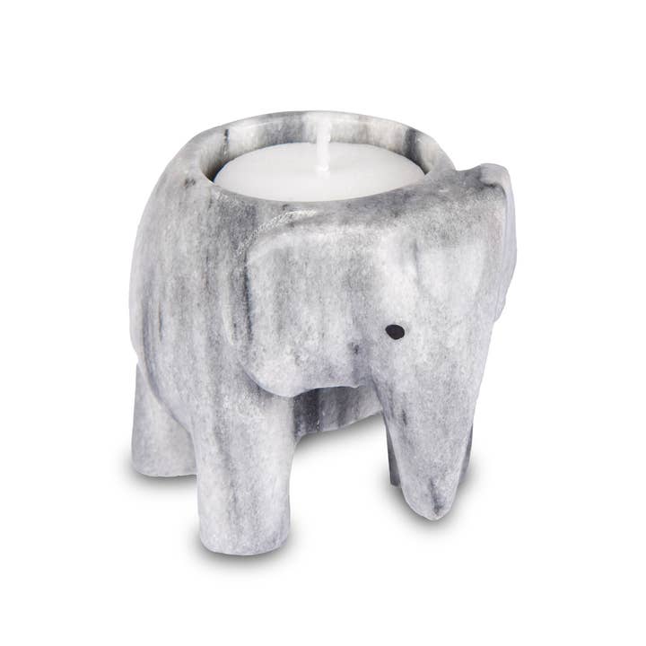British Fossils – wholesale Candle holder – Marble 3" Elephant Tea-Light Holders8