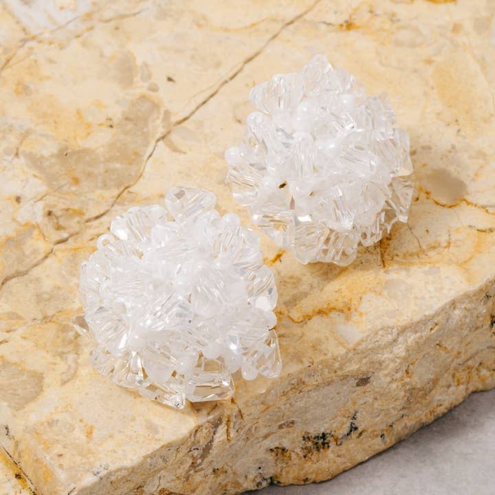 G Pearl And Faceted Beads Cluster Stud Earrings for wholesale on Faire