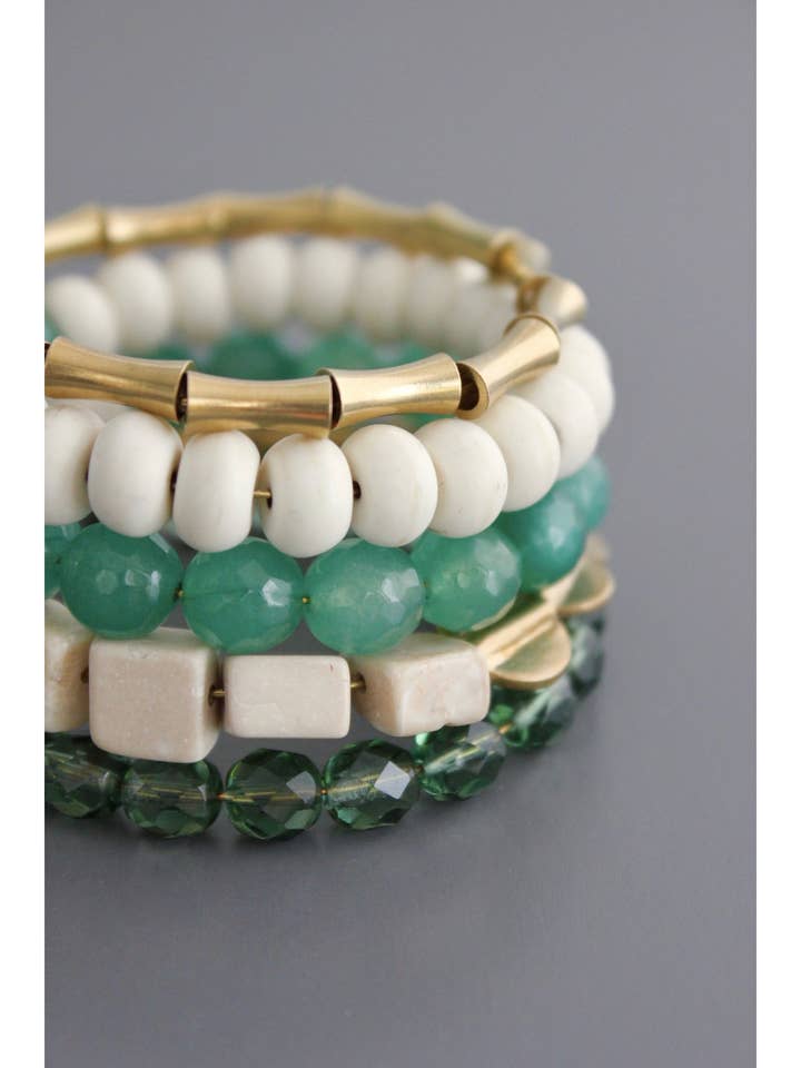 BKNB04 Green and white wrap bracelet for wholesale by David Aubrey Jewelry