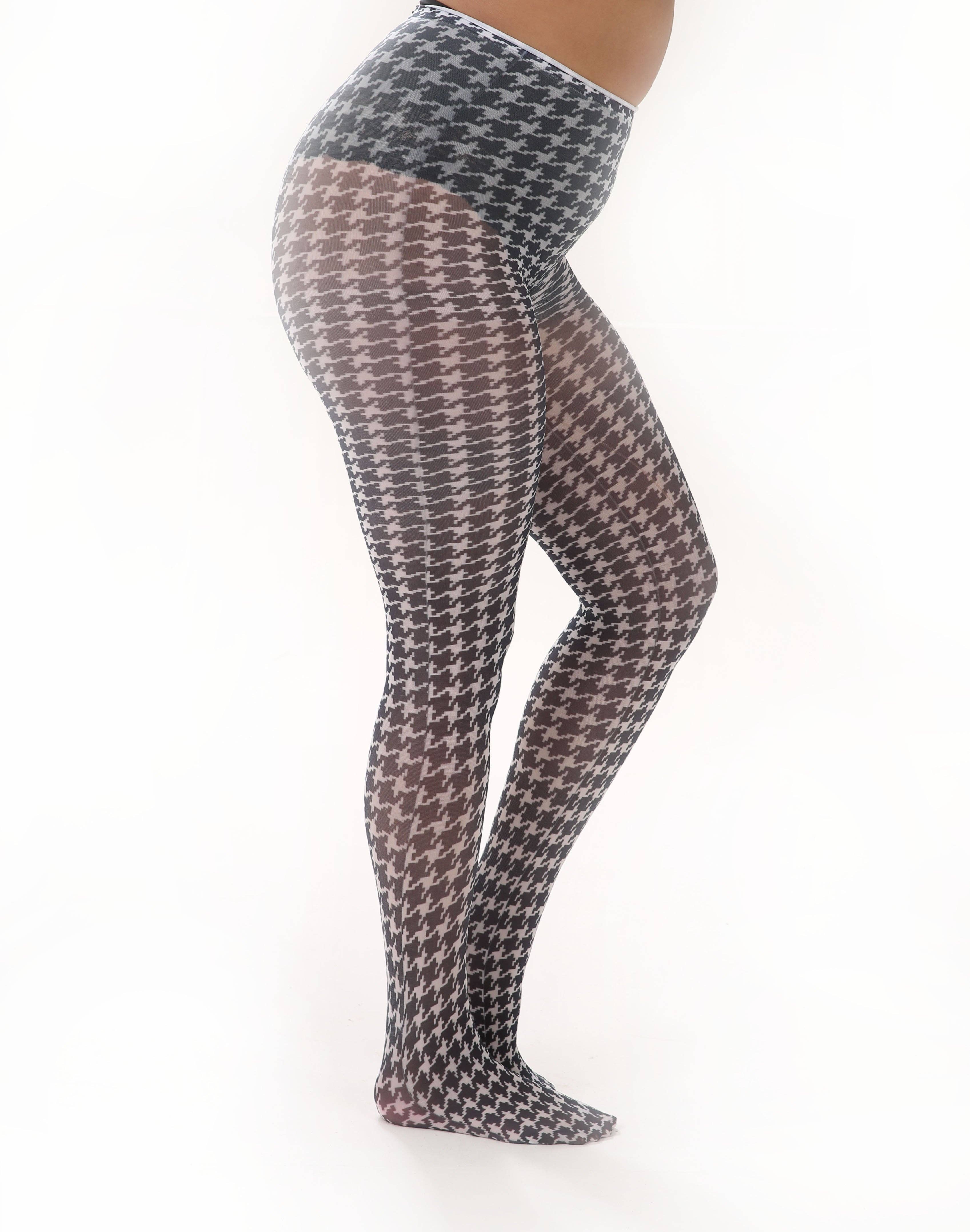 Black White Dogtooth Printed Tights for wholesale on Faire1