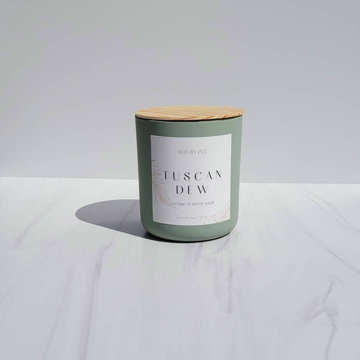 Vela perfumada de cera de coco Tuscan Dew de 12 oz para venta al por mayor de SOLBYJNY
