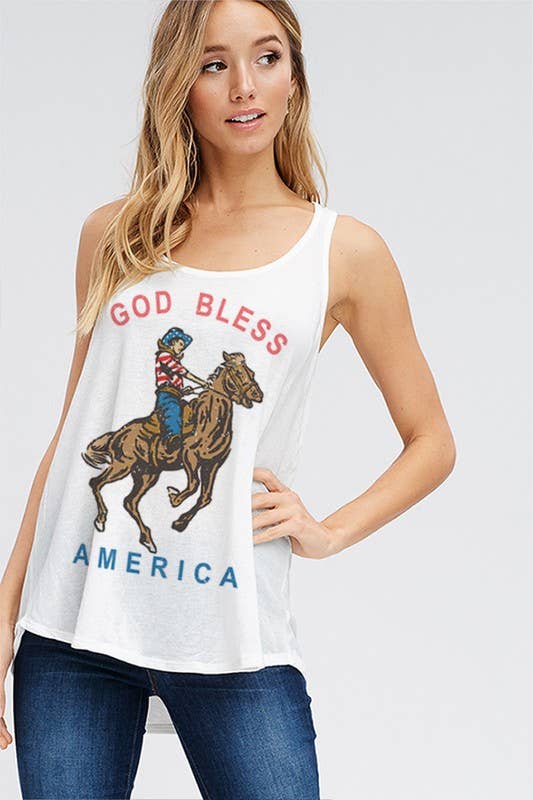 Vanilla Monkey - Vendita all'ingrosso Canotta - Donna - Canotta con stampa God Bless America3