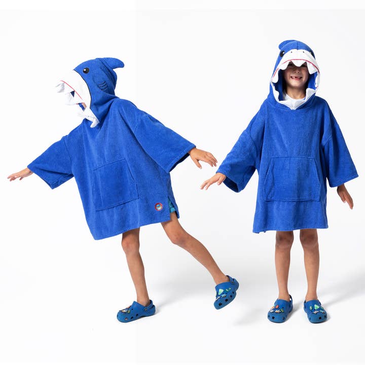 Kids Shark Towel Hoodie – Bath, Pool, Beach, Theme Parties for wholesale by Party Hoot