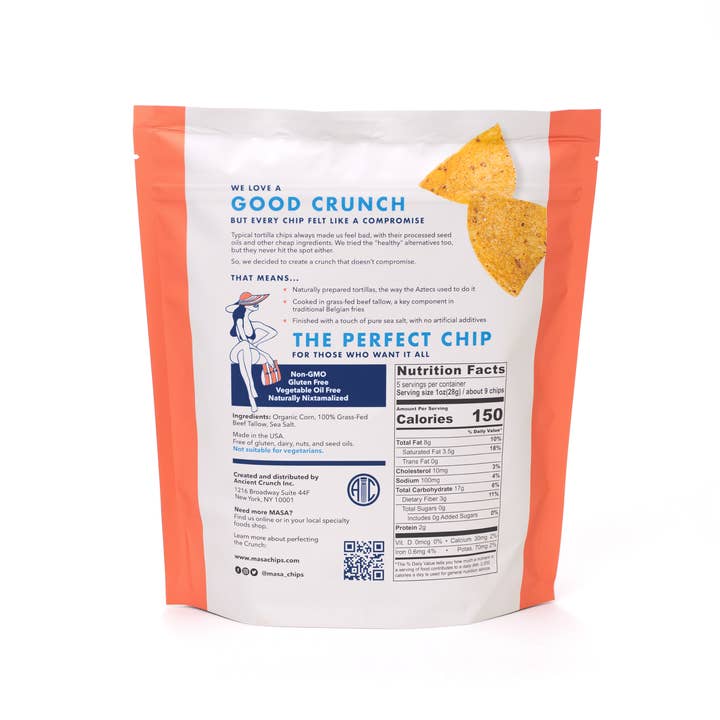 Ancient Crunch - Wholesale Chips - MASA Traditional Tortilla Chips, 5oz Bag Case
