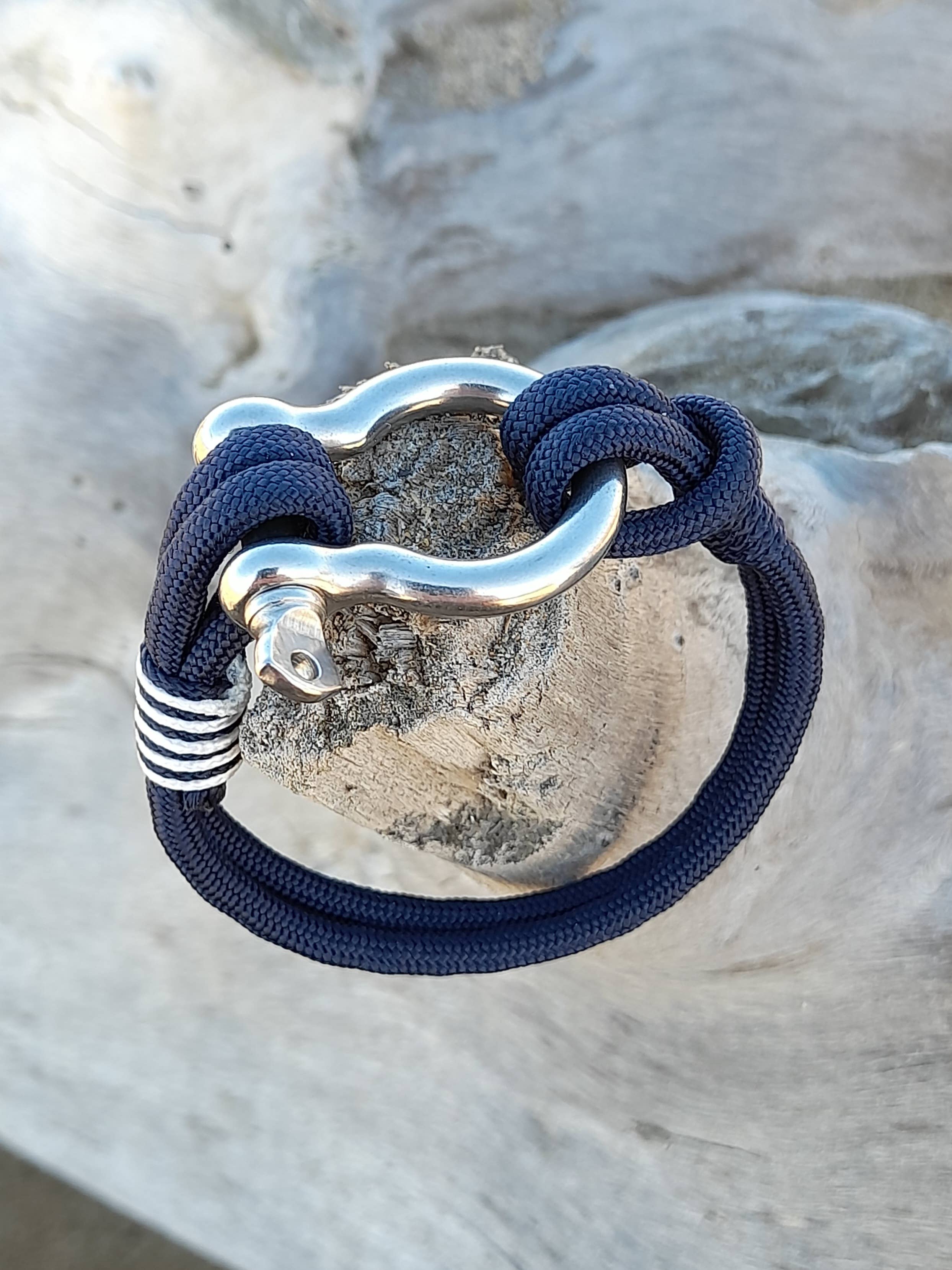 marenostrum créations - Vendita all'ingrosso Bracciale in tessuto/intrecciato - Bracciale navy in acciaio inox0