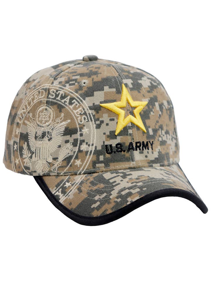 Cappellino da baseball con logo stella dell'esercito americano con licenza per la vendita all'ingrosso da parte di Cap Zone