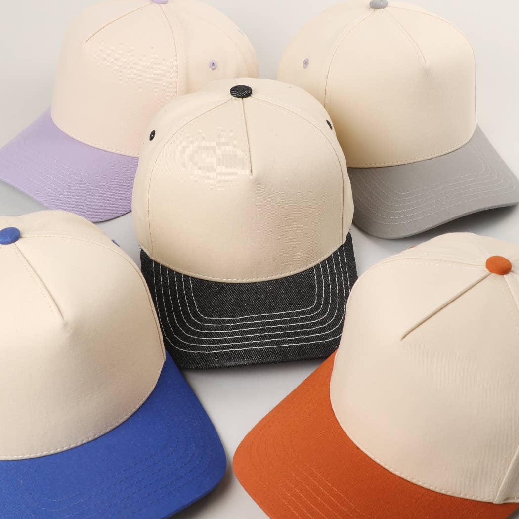 Fashion City - Wholesale Baseball Cap - Unisex - Plain Two-Tone Canvas Cotton Trucker Hat75