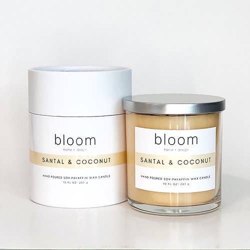 Bougie parfumée Santal et noix de coco (10 oz) pour la vente par Bloom Home and Design