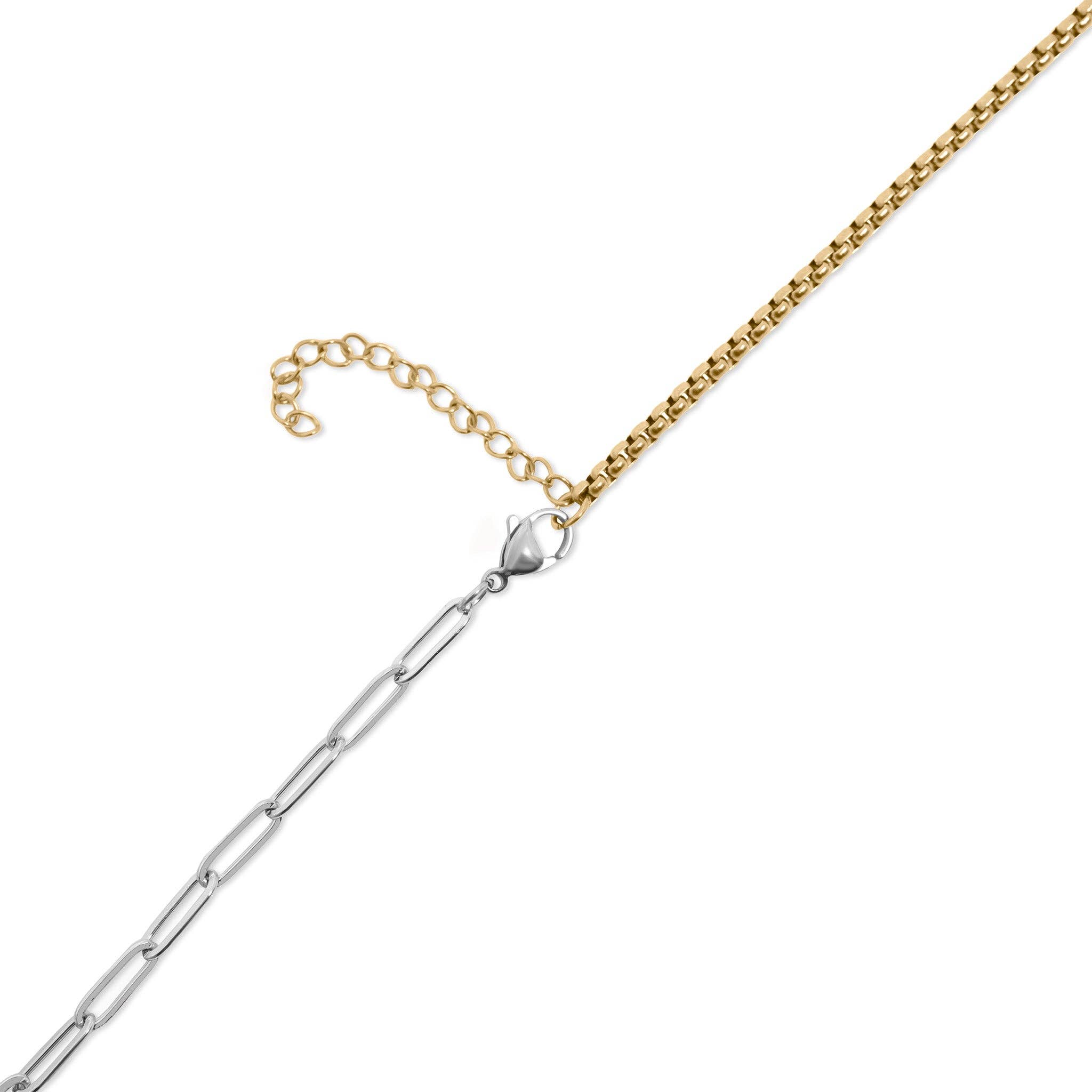 Stainless Steel Mixed Metal Paperclip Carabiner Necklace for wholesale on Faire4