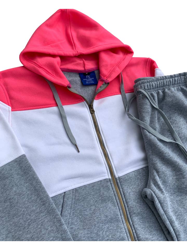 Royal Threads – wholesale Activewear set – Women′s – Women’s Colorful Fleece Sweatsuit Sweat Jacket & Jogger Sweatpants Outfit10