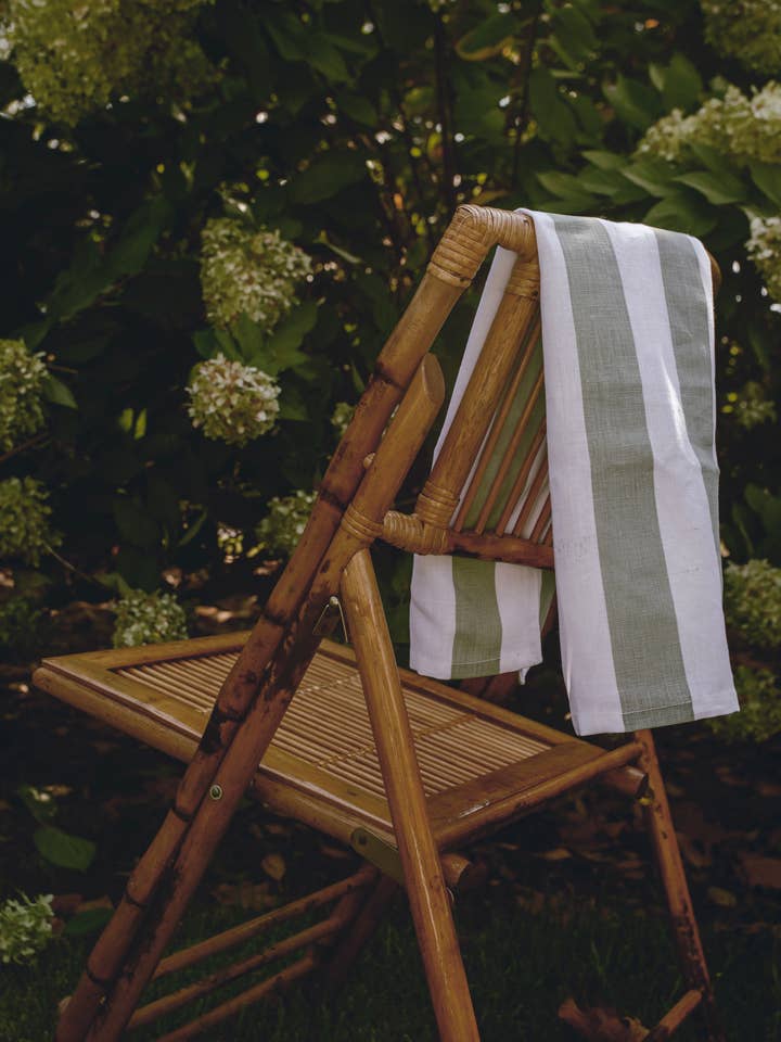 Tea Towel - Broad Stripe in Sage for wholesale by Heirloomed Collection