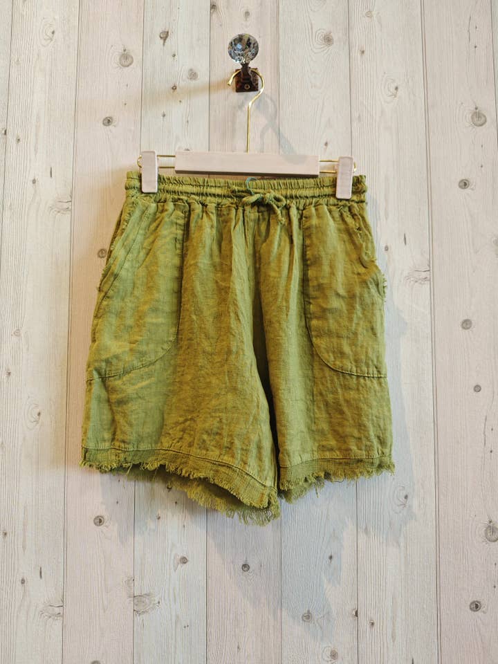 Linen & More - Vendita all'ingrosso Pantaloncini - Donna - REF 6261 PANTALONCINI IN LINO CON FRANGE E DUE TASCHE 100% LINO9