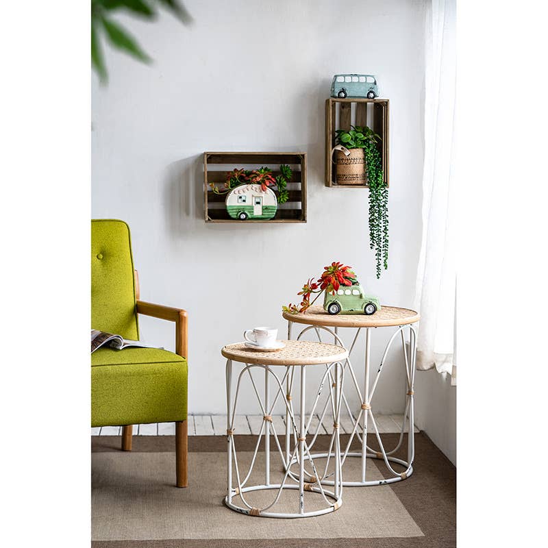 A&B Home Group Inc. - Wholesale Plant Pot - 8.5x4x6" Crm Camper Planter,Wh/Gr 6EA/CTN6