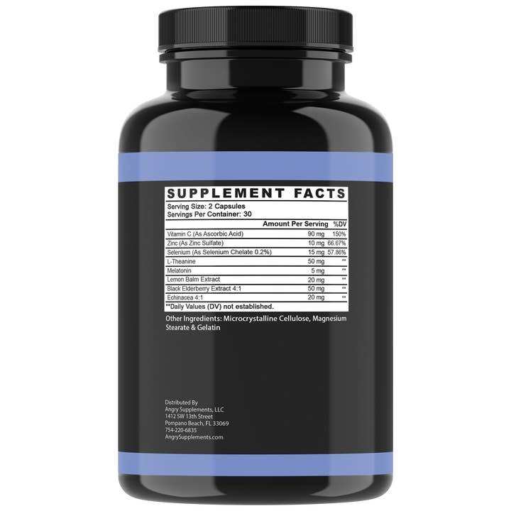 Angry Supplements - Wholesale Oral Supplement/Vitamin - Immunity Sleep Bed-time Immune Support Sleep Aid w. Vitamin C, Zinc, Echinacea & Elderberry