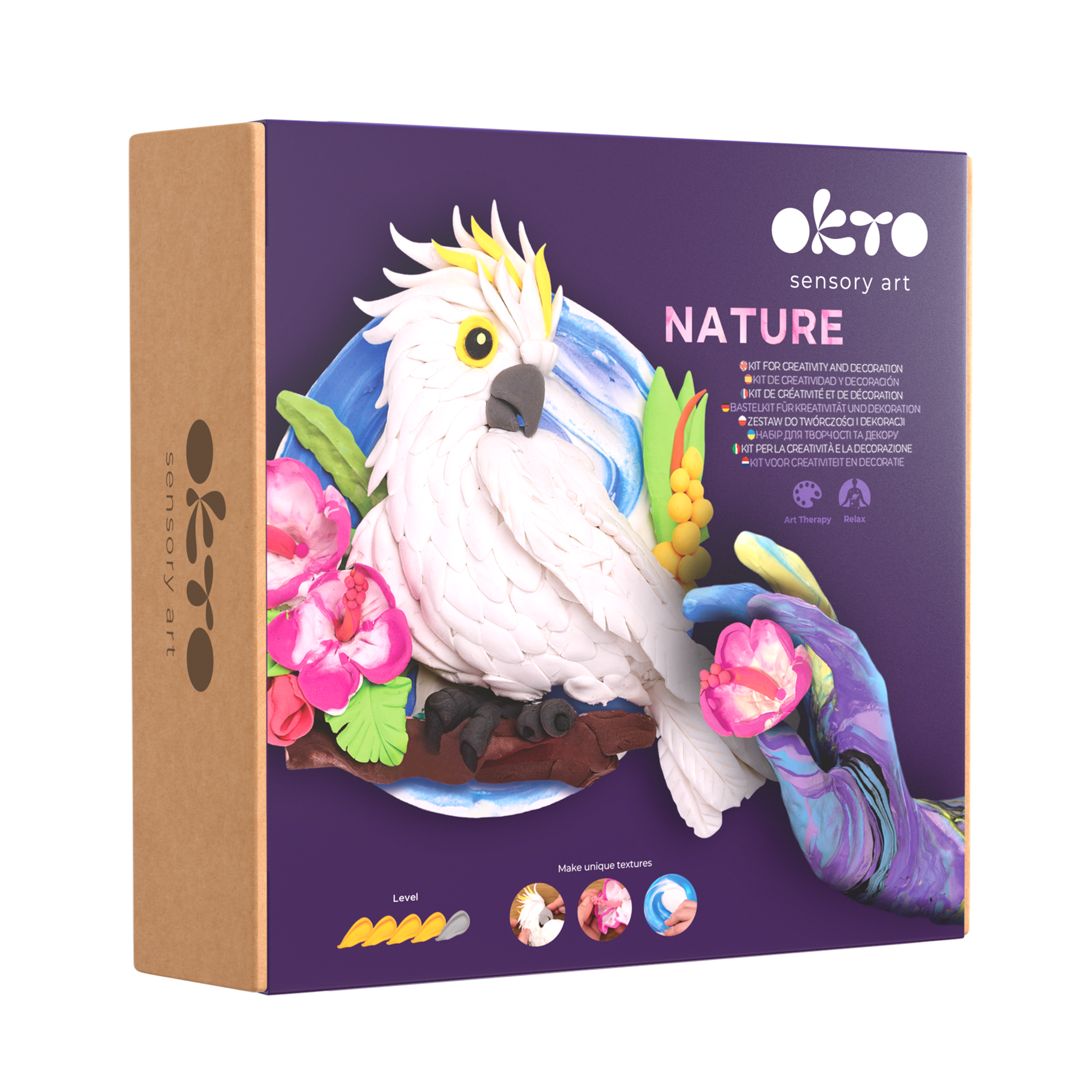 Fainotoys – Kit de artesanato DIY por atacado – Kit de Pintura 3D com Argila de Secagem ao Ar OKTO – Cacatua 3D (29 x 29 cm)1