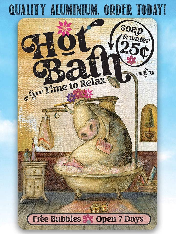 Hot Bath - Metal Sign for wholesale by Lone Star Art Metal Signs