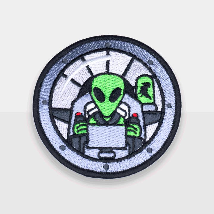 Alien Ufo Pilot 2.75" Iron-on Embroidered Patch for wholesale by Bucket Hat Forever