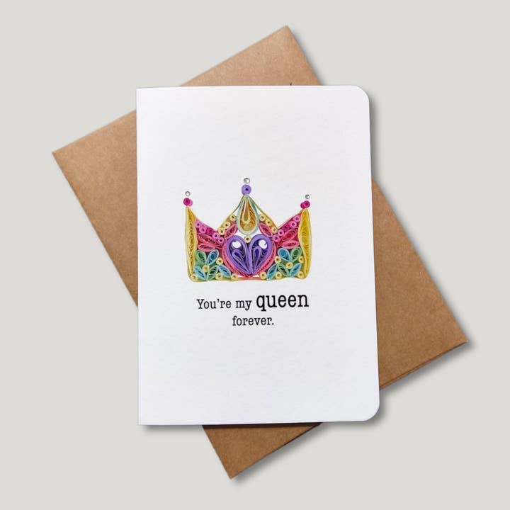 Tarjeta de felicitación estampada «My Queen» para venta al por mayor de Crane and Quiller