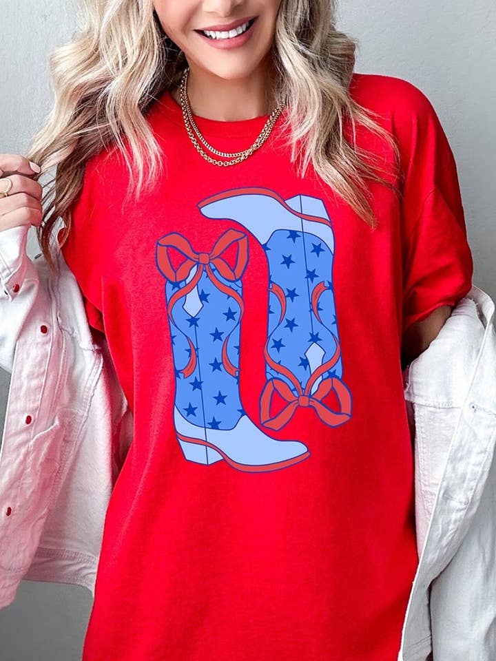 American Cowgirl Boots Graphic Heavy Cotton Tee for wholesale by COLORBEAR