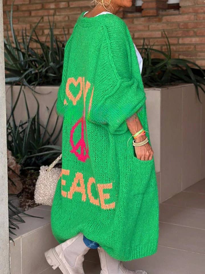 Mccolin - Wholesale Cardigan - Women's - Love & Peace Graphic Cardigan6