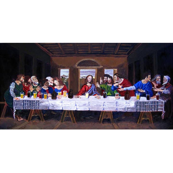 Last Supper Painting Beer Parody Print for wholesale by Real Art Is Better
