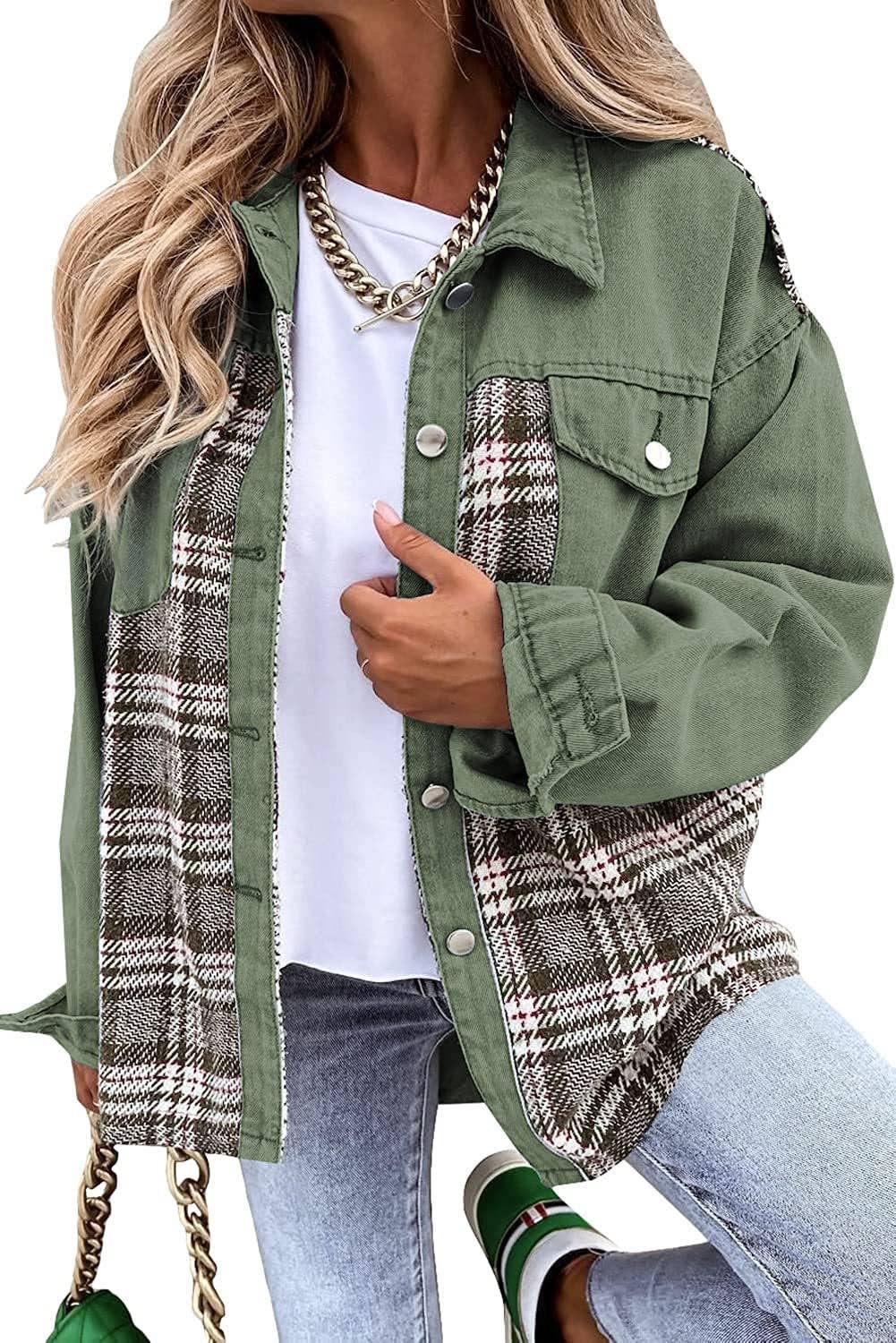 AZSHOP Trading LLC - Wholesale Shirt Jacket/Shacket - Women's - Patchwork Plaid Jacket9