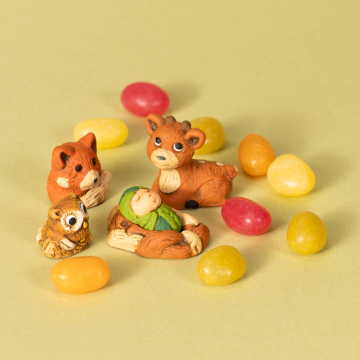 Lucuma Designs - Wholesale Kerststaldecor - Woodsy - Mini kerstset van 9, 1"H - geïnspireerd op de natuur2