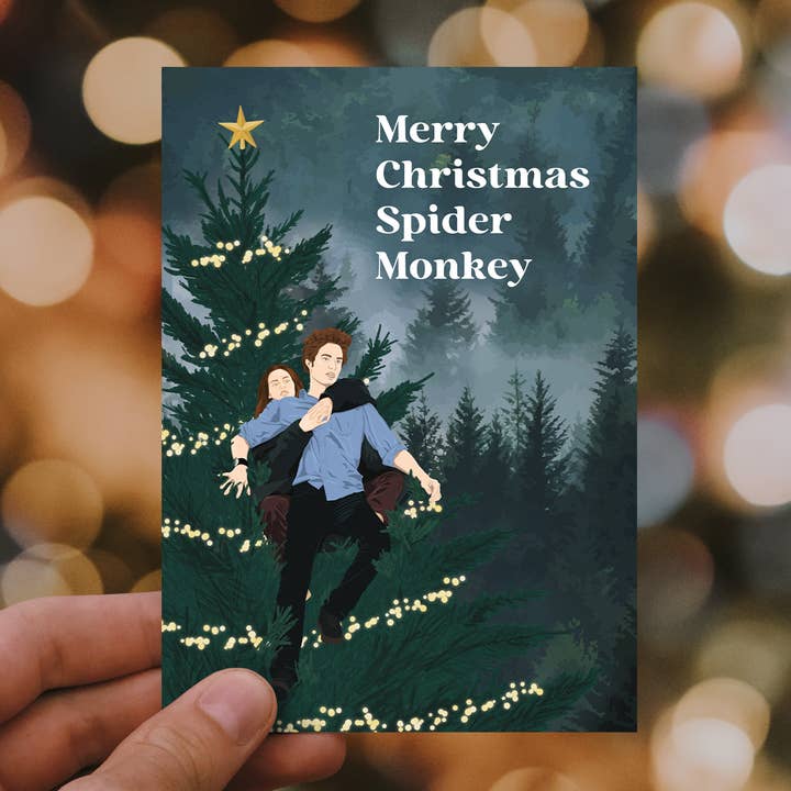 Twilight Christmas Card - Hold on Tight, Spider Monkey for wholesale by Bonne Nouvelle