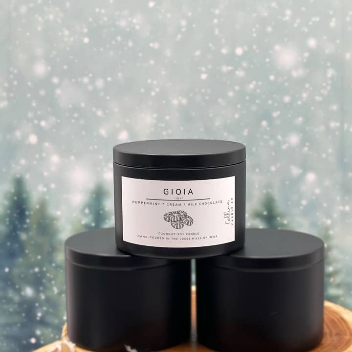 Collina Candle Co., LLC - Wholesale Jar/Filled Candle - Gioia 6 oz Christmas Coconut-Soy Candle Peppermint Cocoa 0