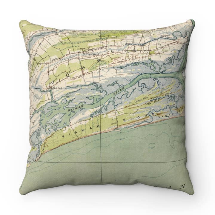 Kiawah Island South Carolina Map Pillow for wholesale by Daisy Mae Designs