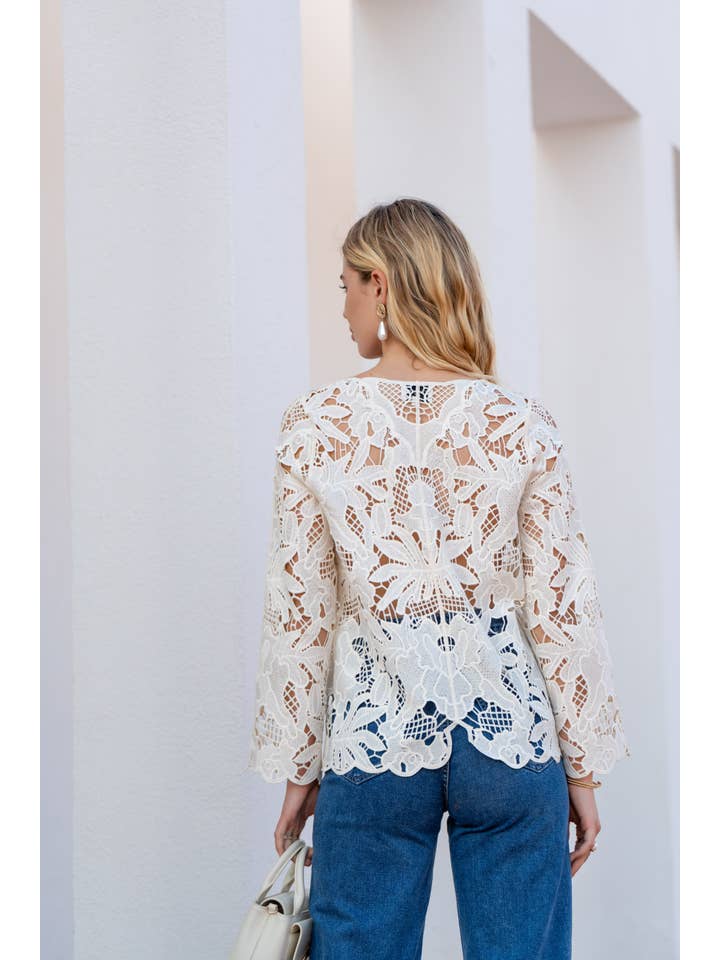 CHOKLATE PARIS - Wholesale Button Down Shirt - Women's - Chiara Cardigan in Macramé Lace - 810437