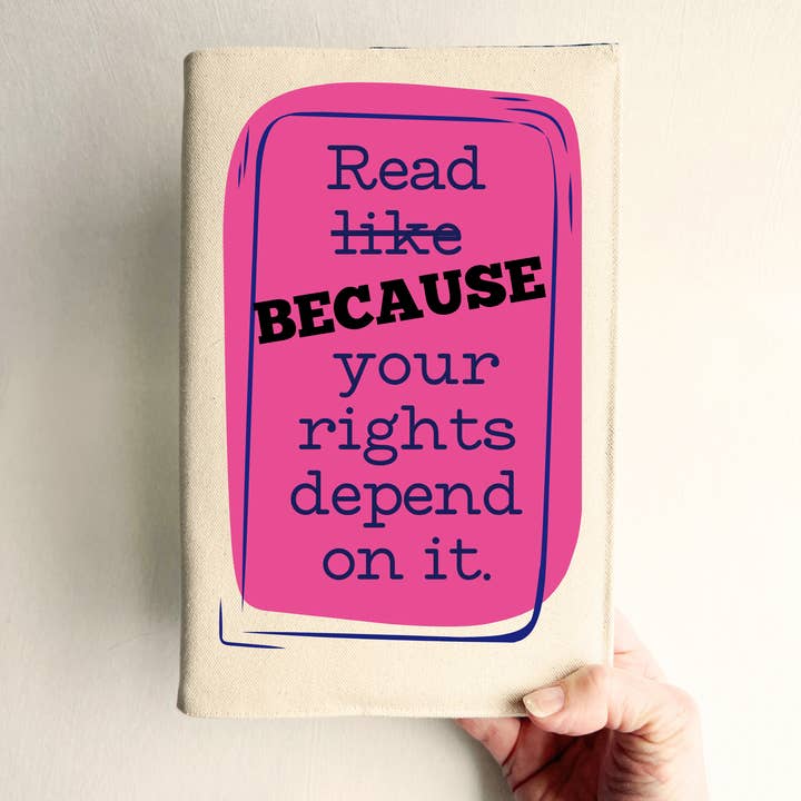 Capa de Livro em Tecido Reutilizável e Ajustável - Leia PORQUE os seus direitos dependem disso por atacado de Pretty Clever Words