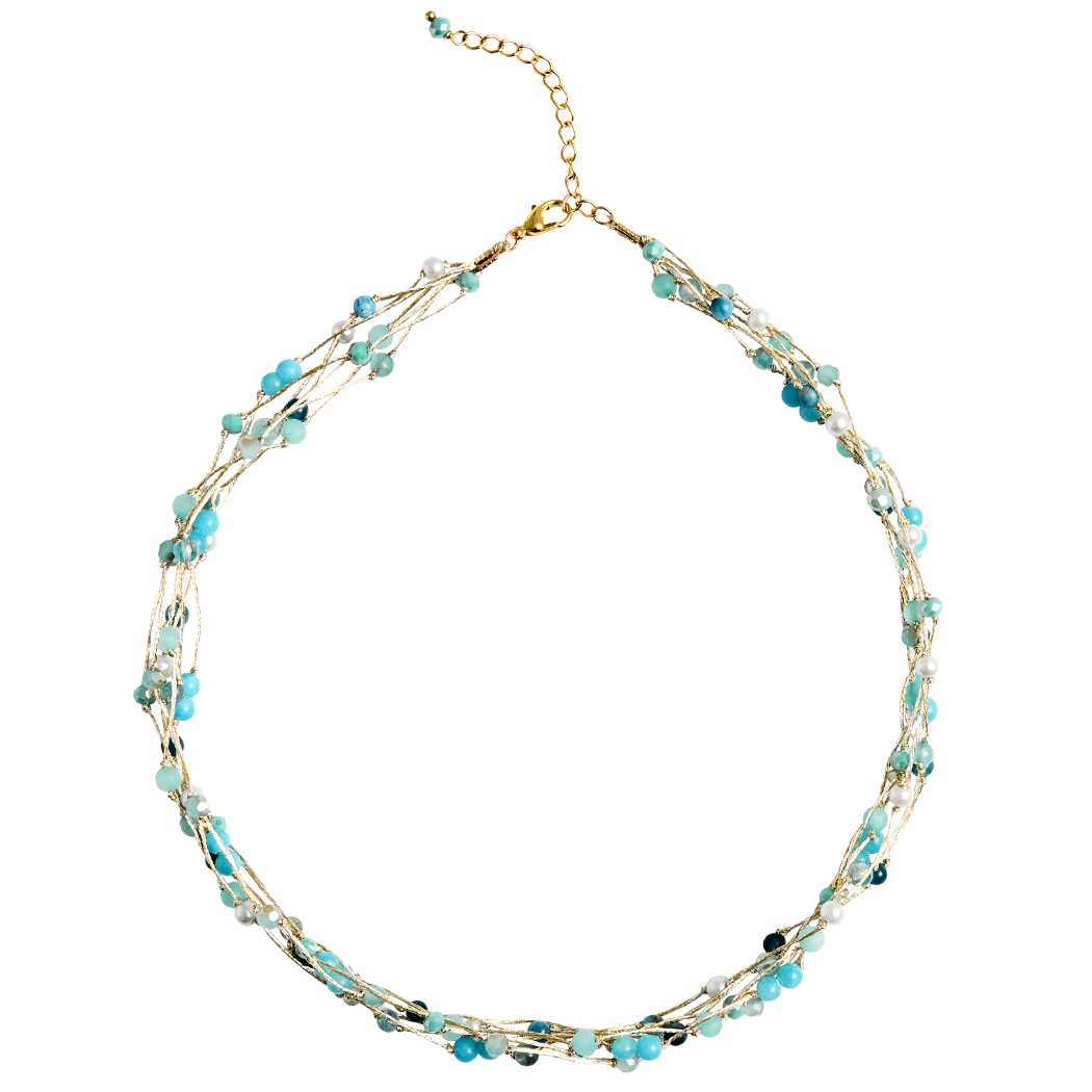 Marquet - Wholesale Beaded/Pearl Necklace - Jill Fair Trade Multistrand Beaded Necklace with Silk2