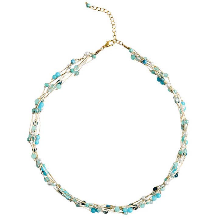 Marquet - Wholesale Beaded/Pearl Necklace - Jill Fair Trade Multistrand Beaded Necklace with Silk2