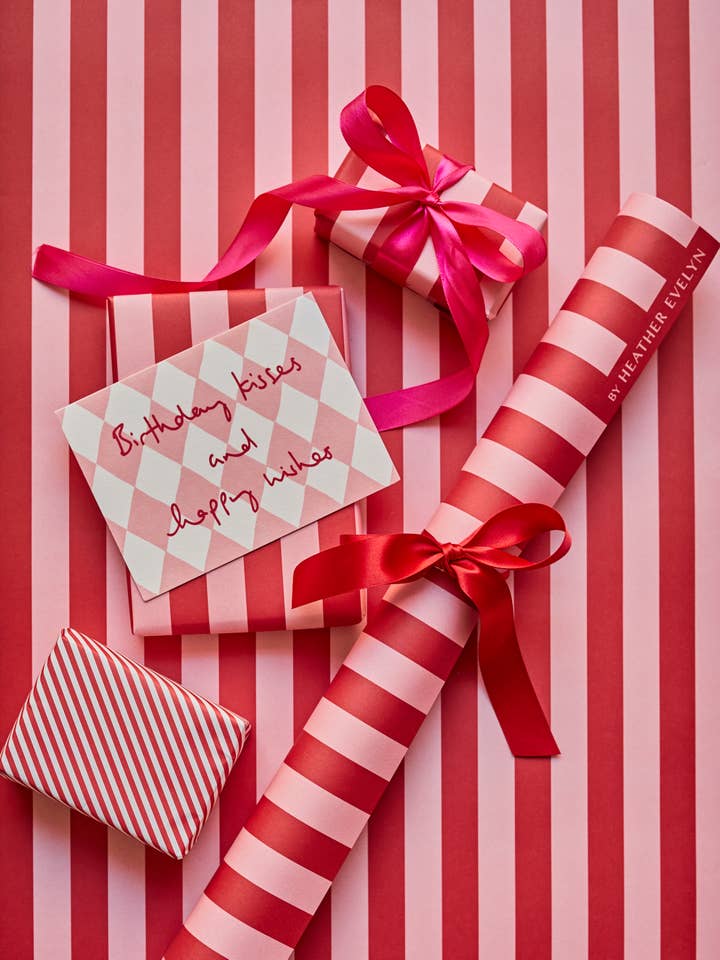 Classic Stripe Gift Wrap Red & Pink for wholesale by Heather Evelyn