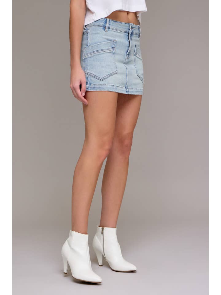 Hidden Jeans - Wholesale Skirt - Women's - Light Patch Pocket Low Rise Mini Skirt