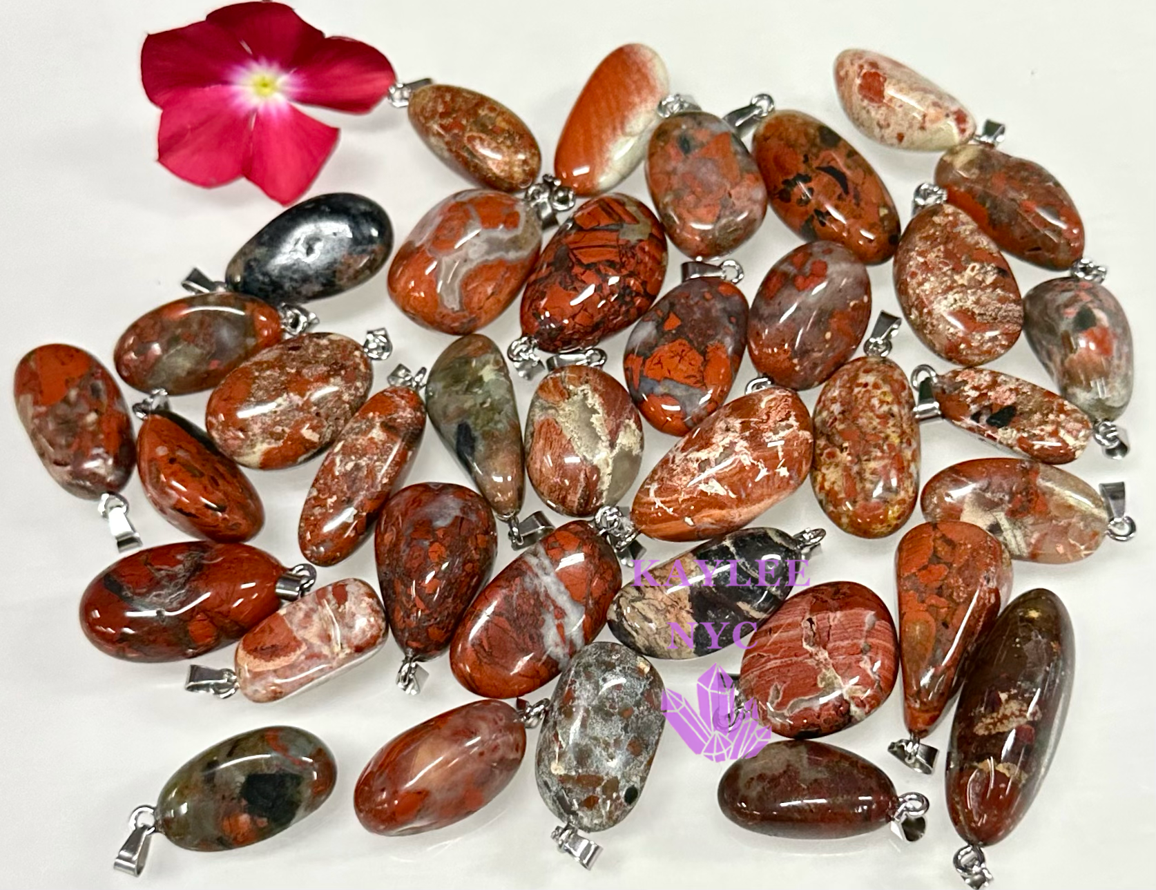 KayleeNYC – Engroshandel Vedhæng/charm – Naturlig rød jaspis krystalvedhæng1